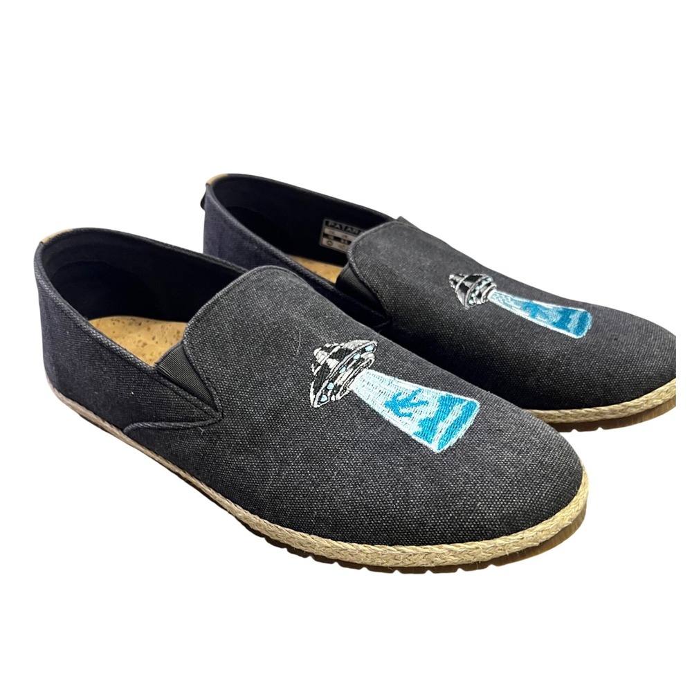 Patara Odyssey Slip On Shoes UFO Alien Embroidered Black Cork Insole Men's 10